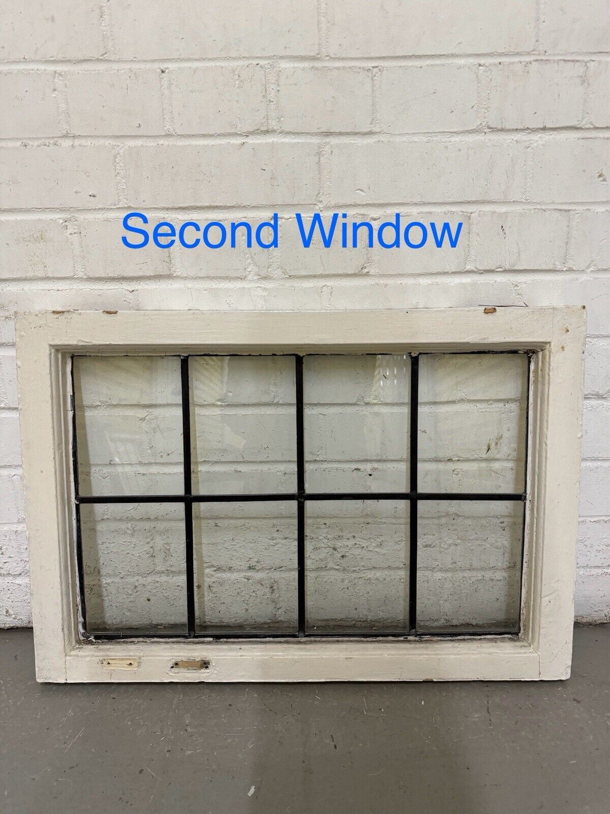 Pair Of Reclaimed Old Leaded Light Panel Wooden Windows 635 x 440mm