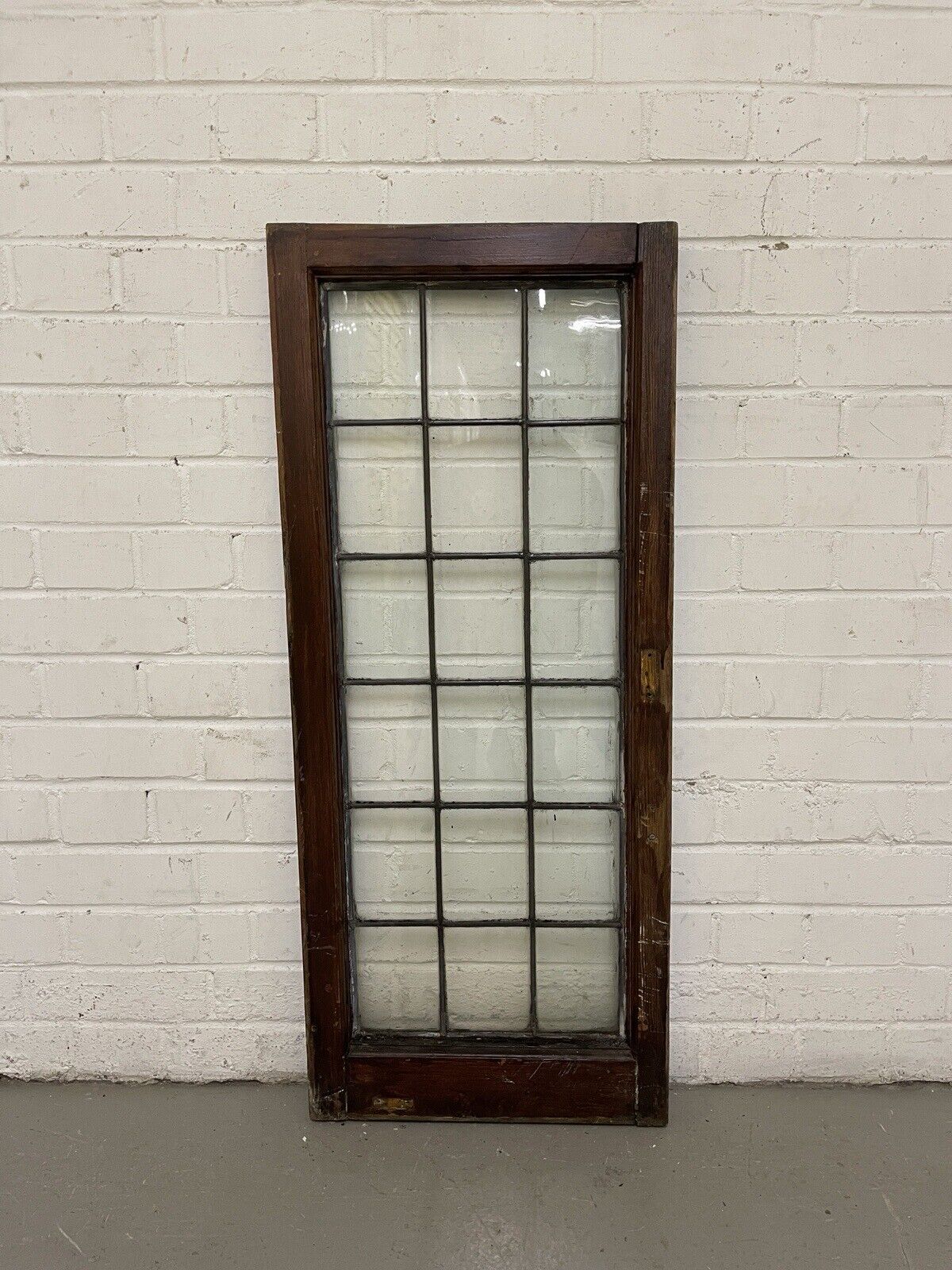 Reclaimed Old Leaded Light Panel Wooden Window 425 x 1005mm