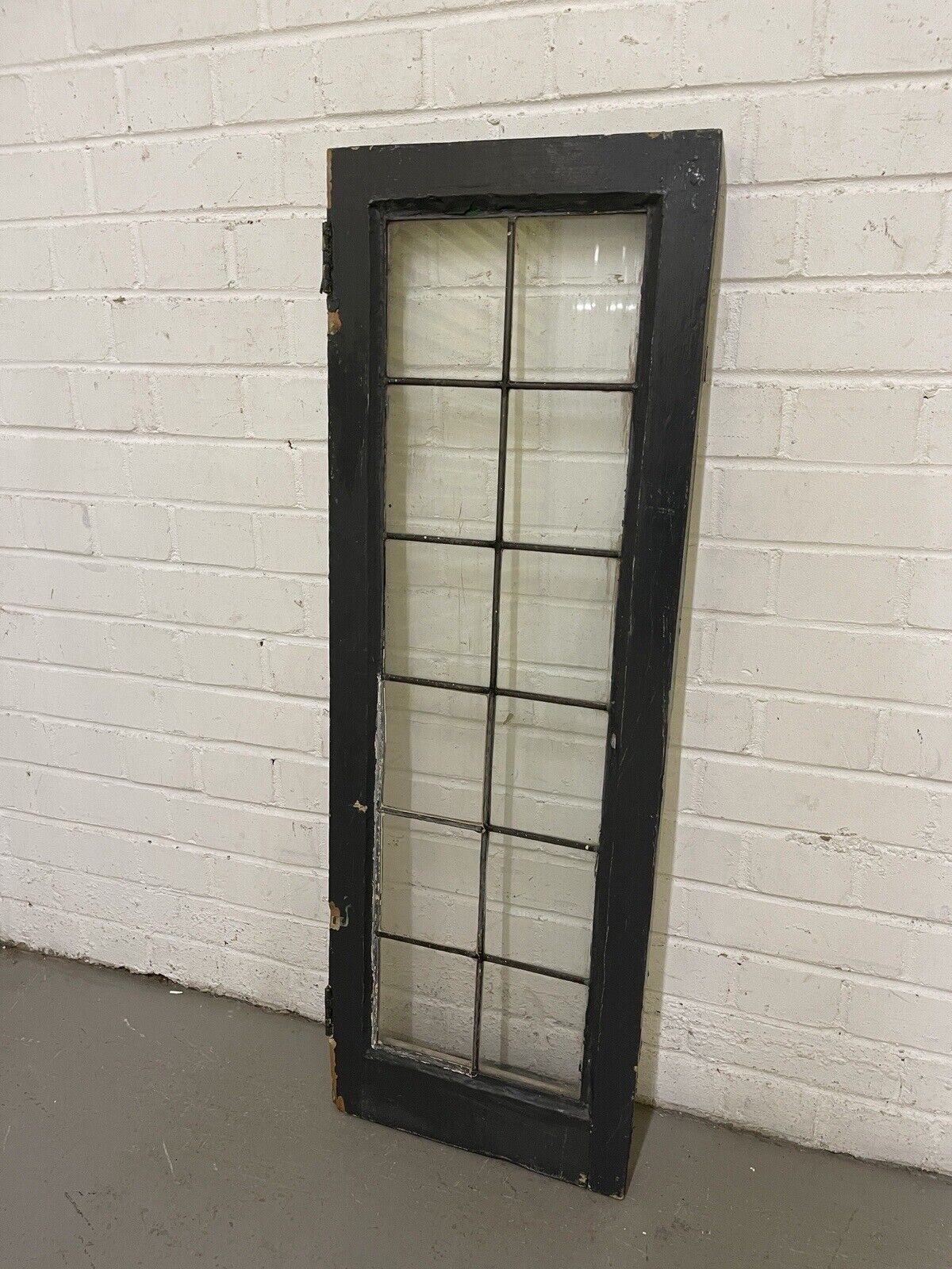 Reclaimed Old Leaded Light Panel Wooden Window 360 x 1050mm