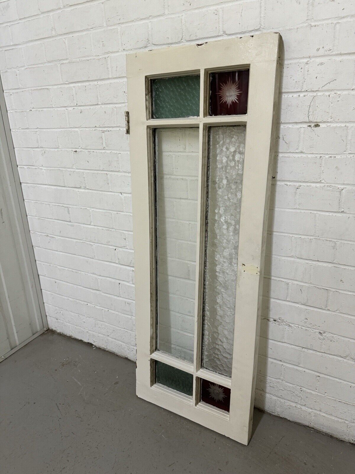 Reclaimed Old Edwardian Panel Wooden Window With Glory Star glass 1215 x 455mm