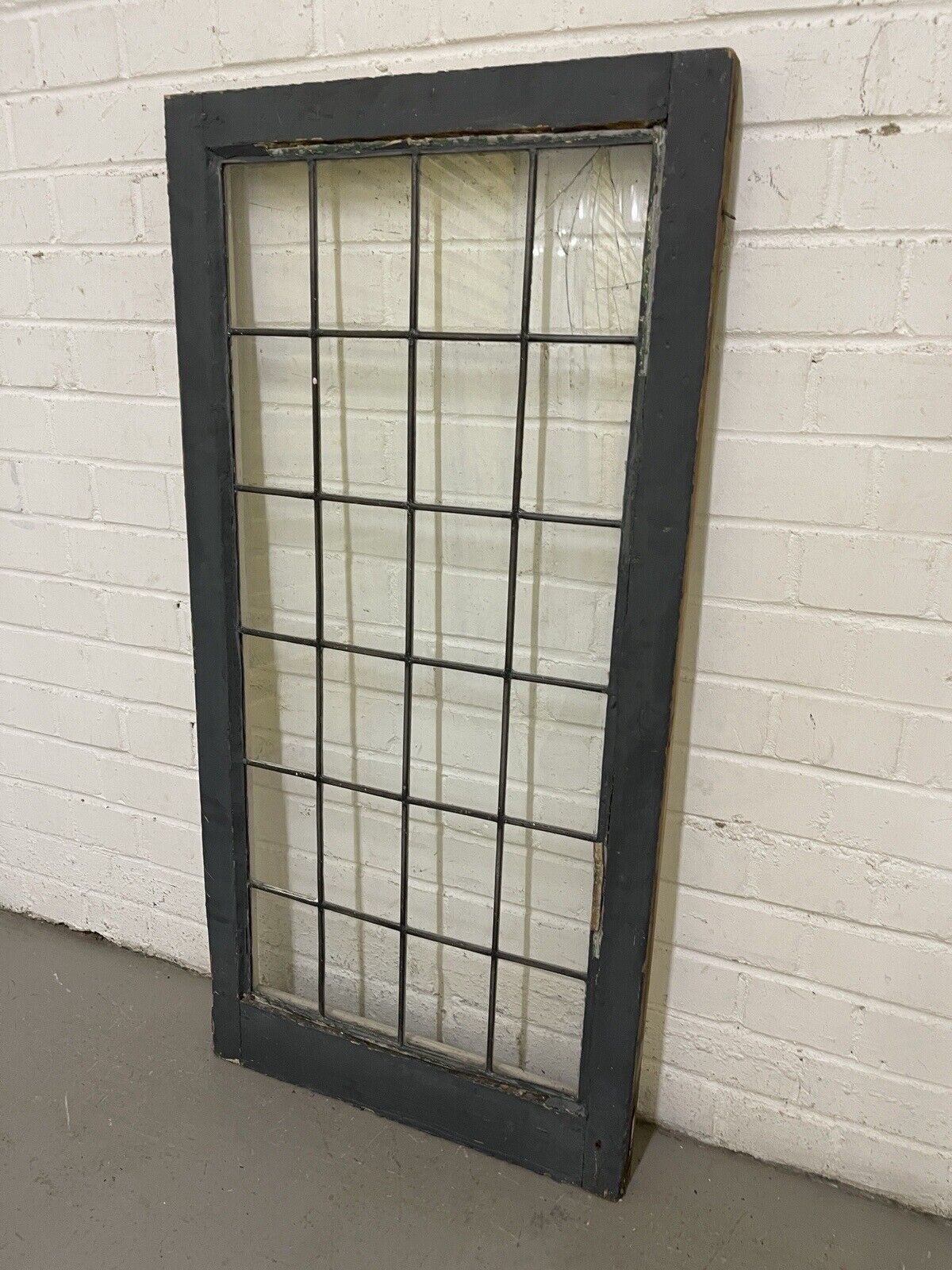 Reclaimed Old Leaded Light Panel Wooden Window 520 x 1050mm