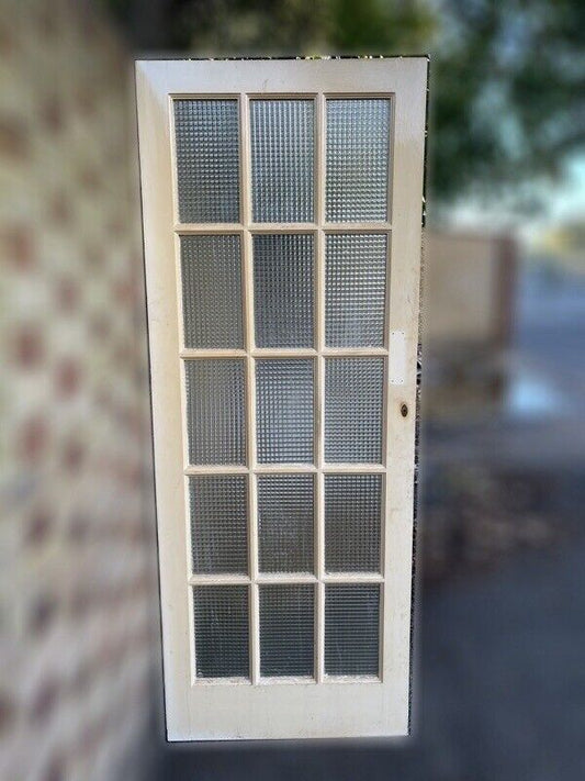 Reclaimed Cross Reeded Glass Door 1980mm x 760mm