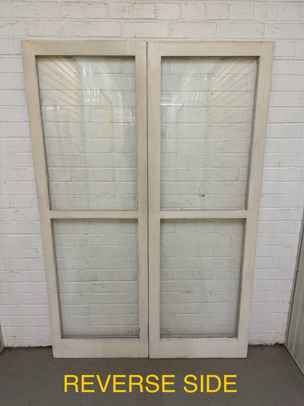 Reclaimed French Single Panel Glass Wooden Double Doors 1752 Or 1746 x 1185mm