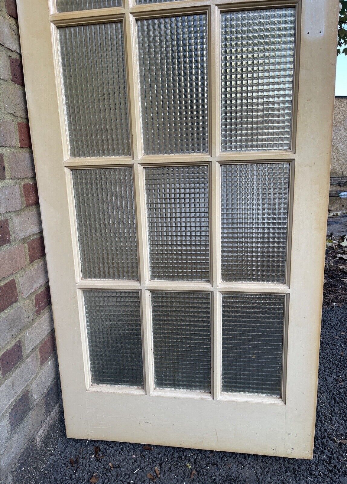 Reclaimed Cross Reeded Glass Door 1960 or 1965mm x 755mm