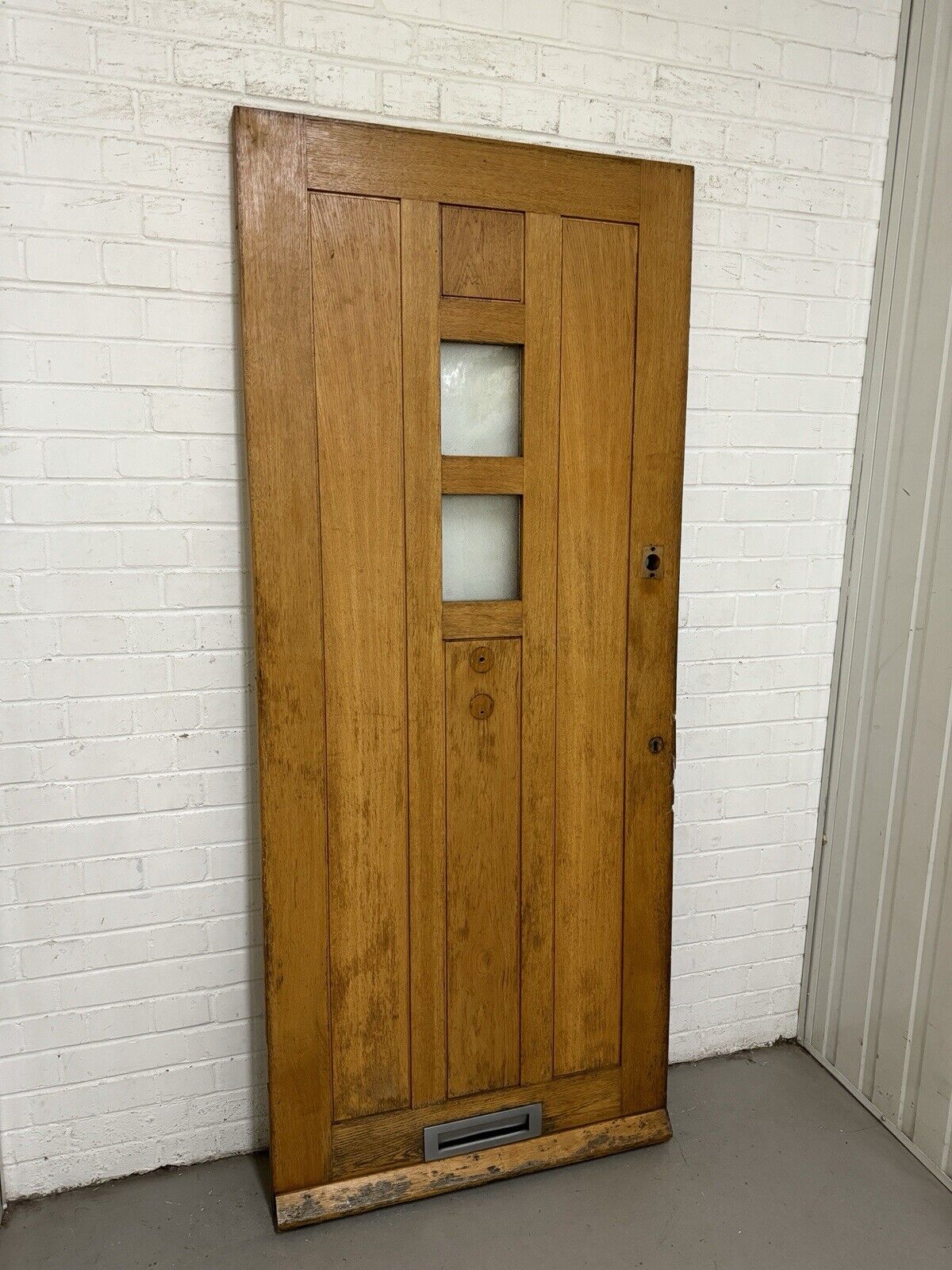 Reclaimed Bespoke Oak Veneer Wooden Panel Front Door 1960 Or 1975 x 835mm