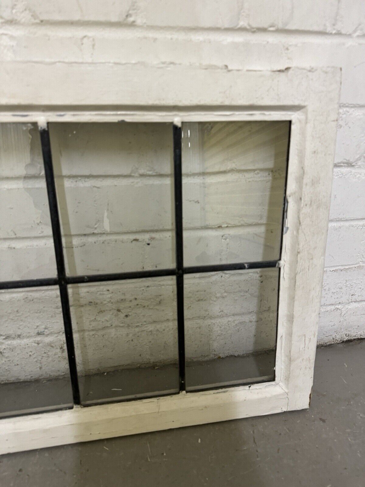 Pair Of Reclaimed Old Leaded Light Panel Wooden Windows 635 x 440mm