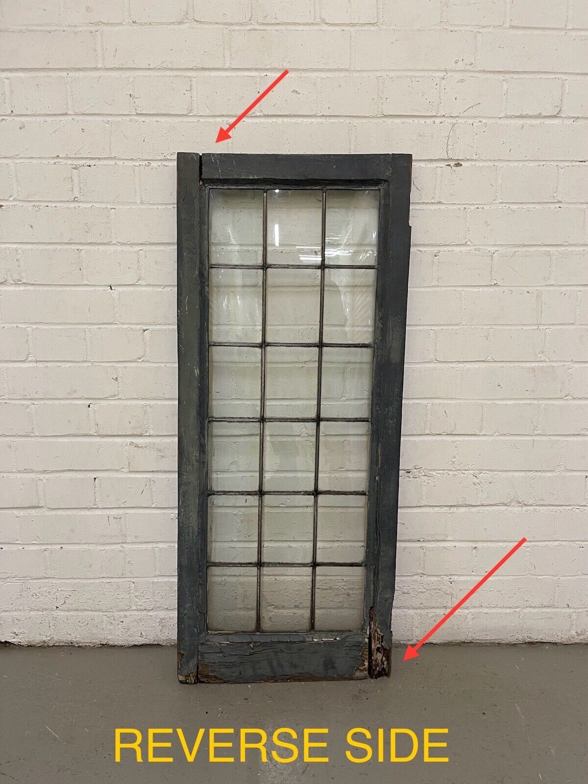 Reclaimed Old Leaded Light Panel Wooden Window 425 x 1005mm