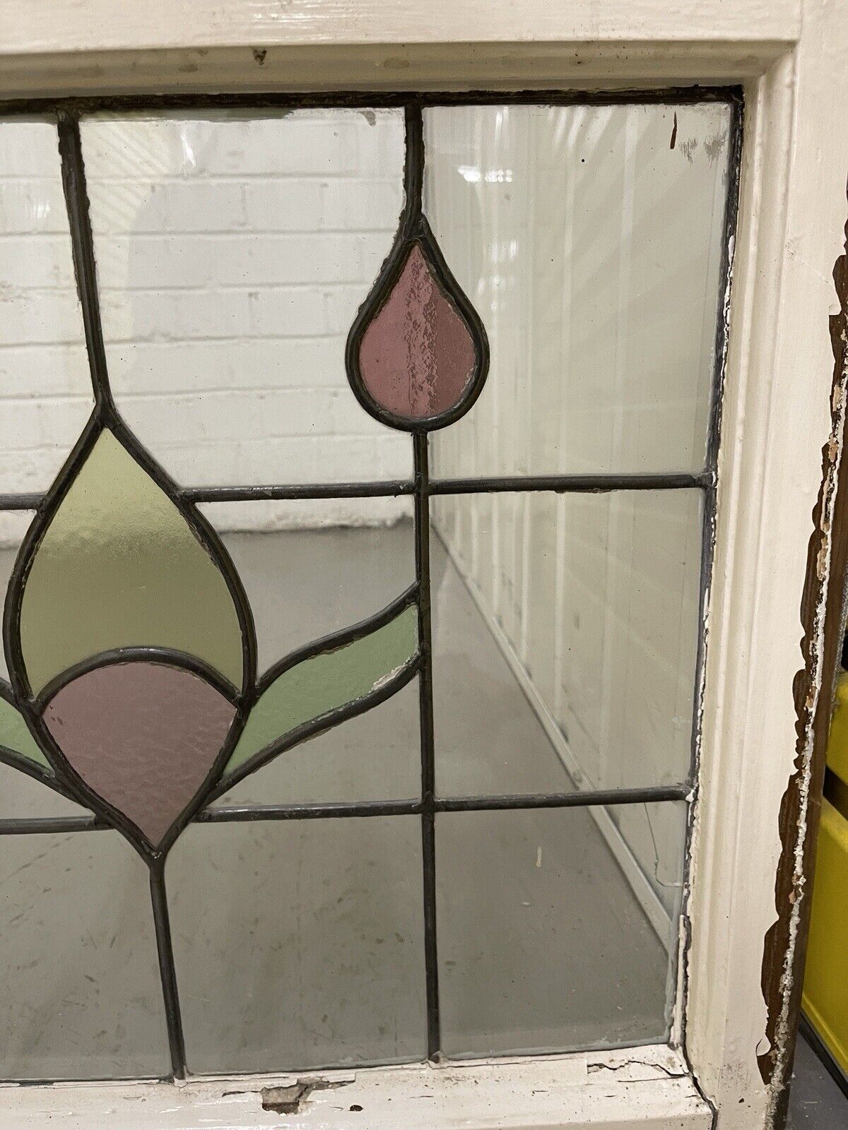 Reclaimed Leaded Light Stained Glass Window Panel 605 x 555mm