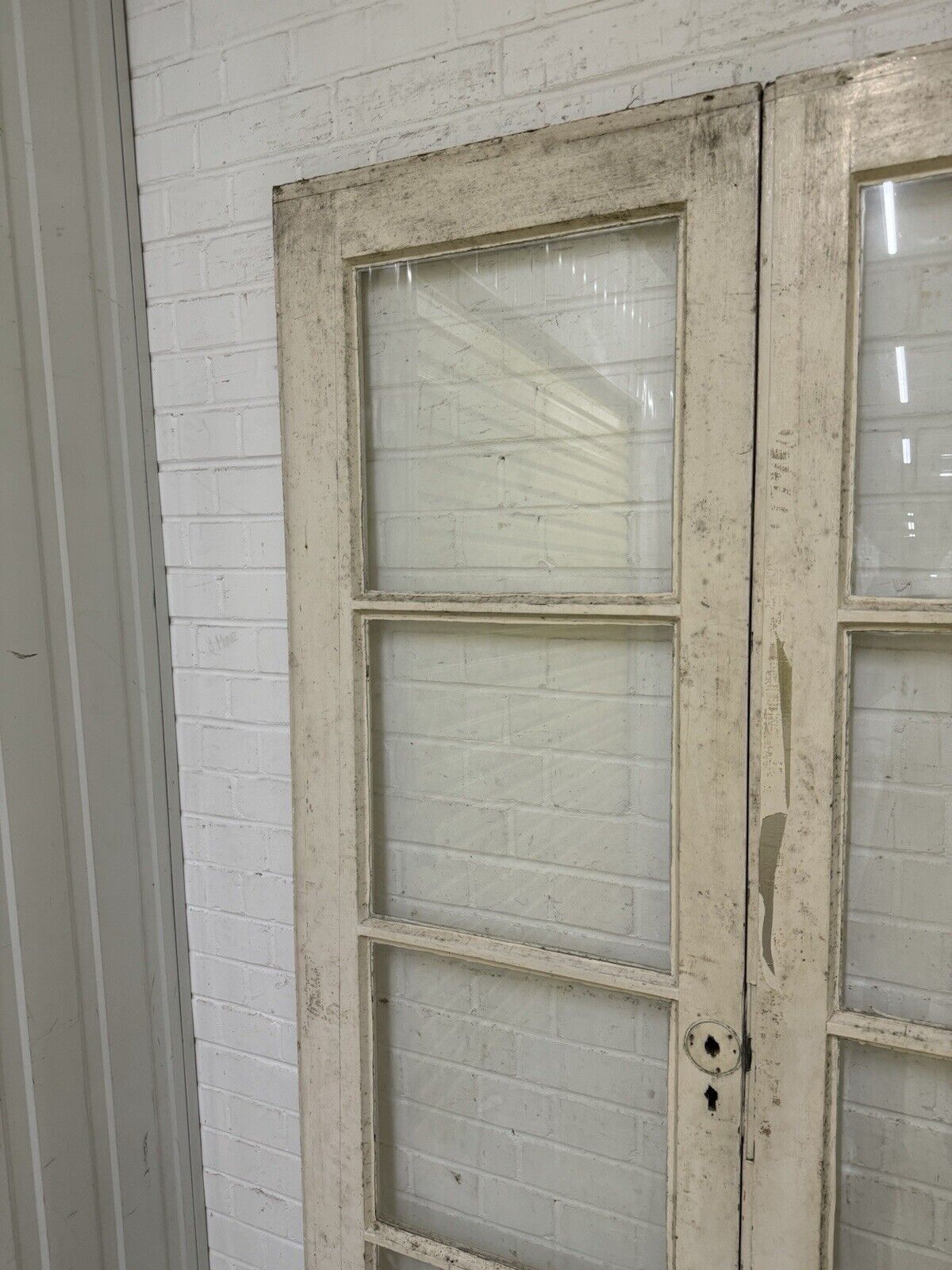 Reclaimed French Single Panel Glass Wooden Double Doors 2020 or 2000mm x 1215mm