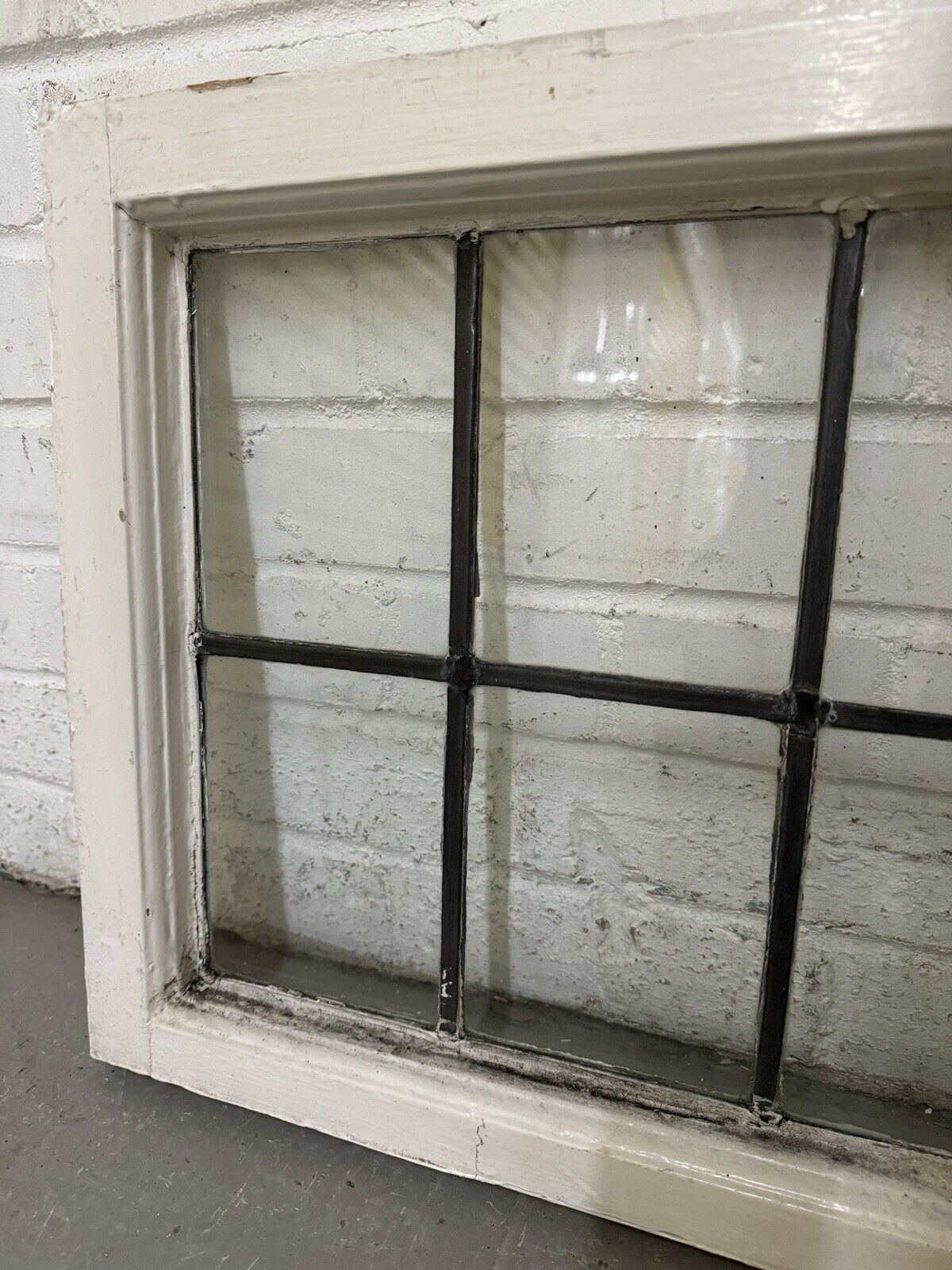 Pair Of Reclaimed Old Leaded Light Panel Wooden Windows 635 x 440mm