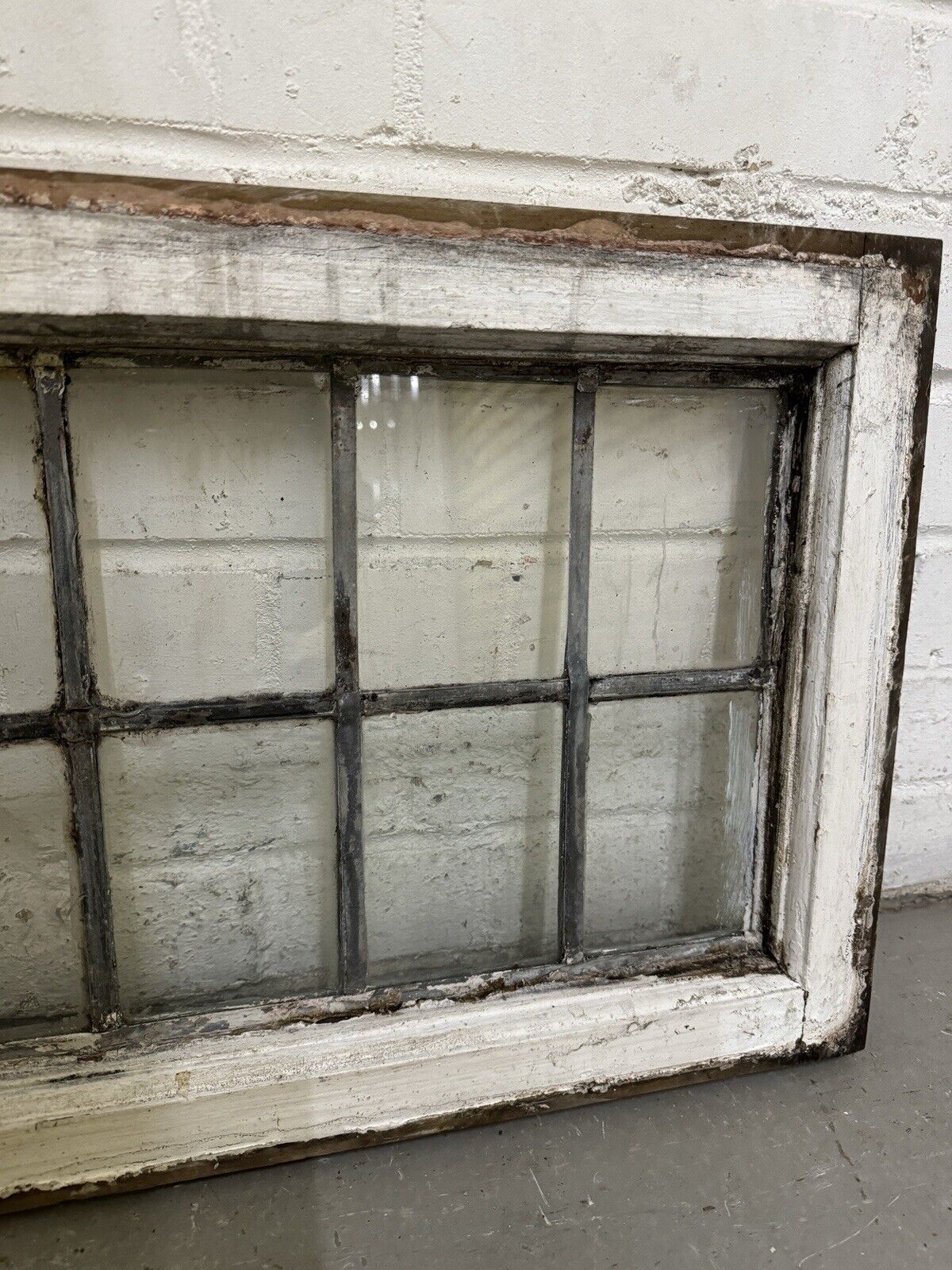 Pair Of Reclaimed Old Leaded Light Panel Wooden Windows 375 x 700mm 375 x 705mm