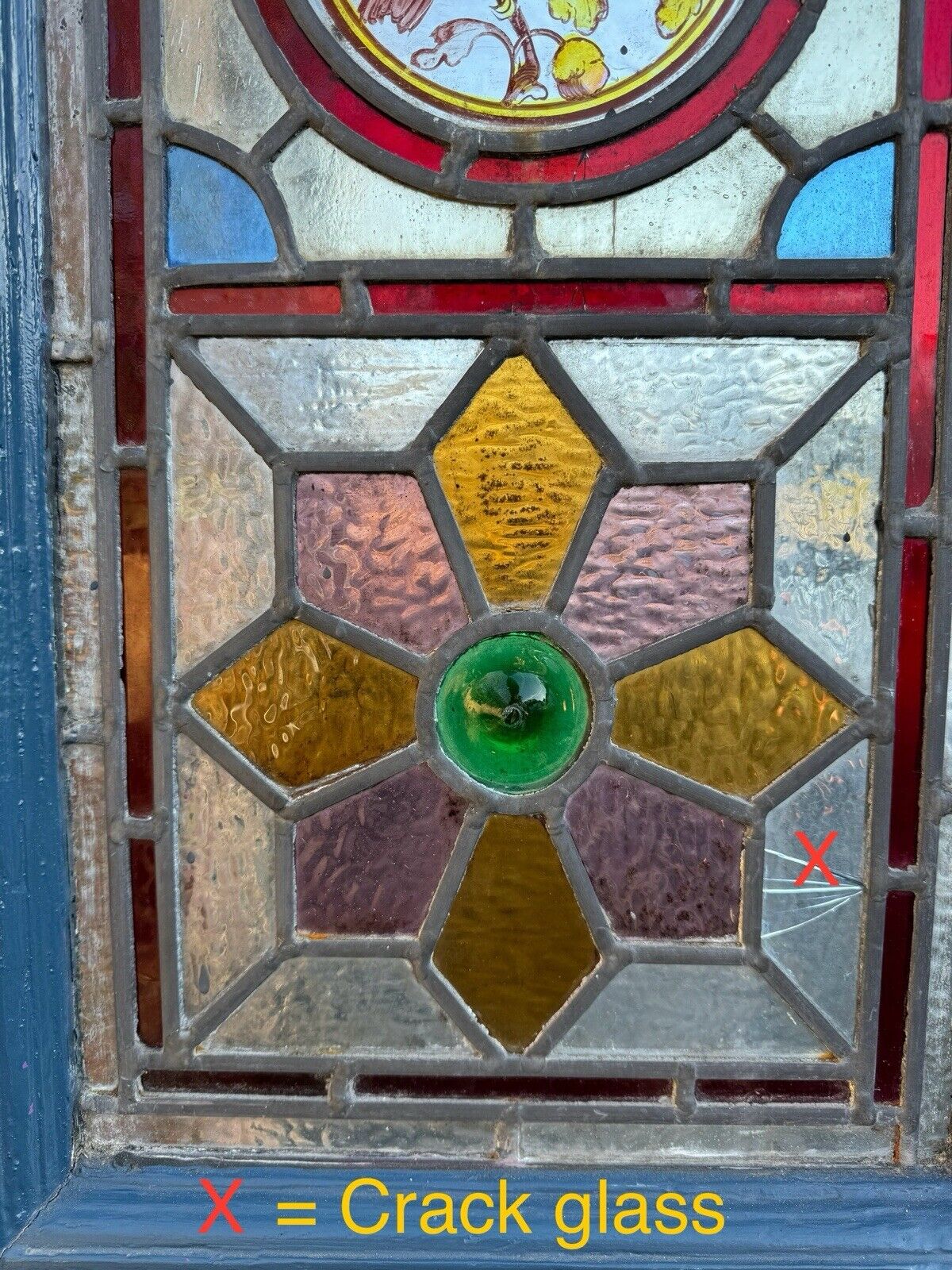 Reclaimed Edwardian Stained Glass Wooden Panel Front Door 2110 or 2100mm x 910mm