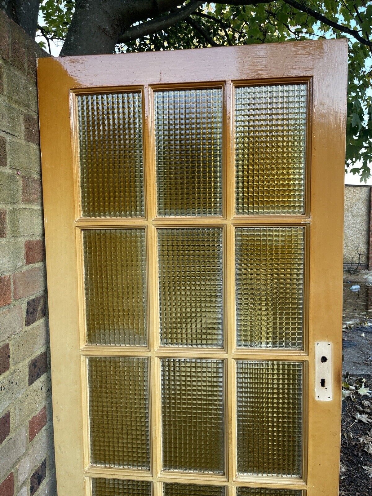 Reclaimed Cross Reeded Glass Door 1975mm x 758mm