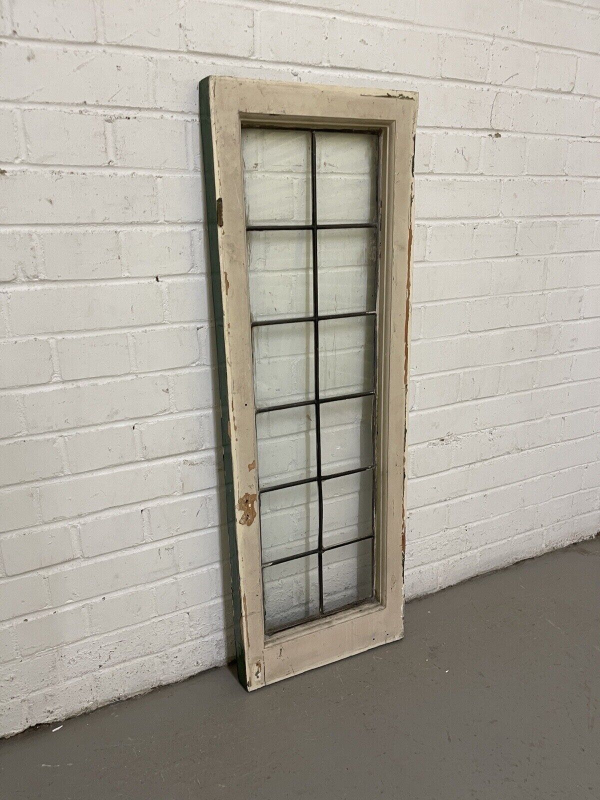 Reclaimed Old Leaded Light Panel Wooden Window 360 x 1050mm