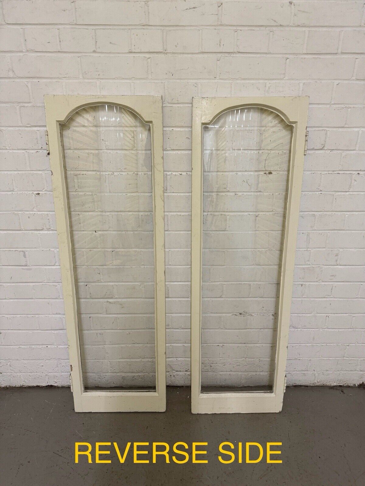 Pair Reclaimed Old Edwardian Arch Sash Wooden Window 1255 x 390mm