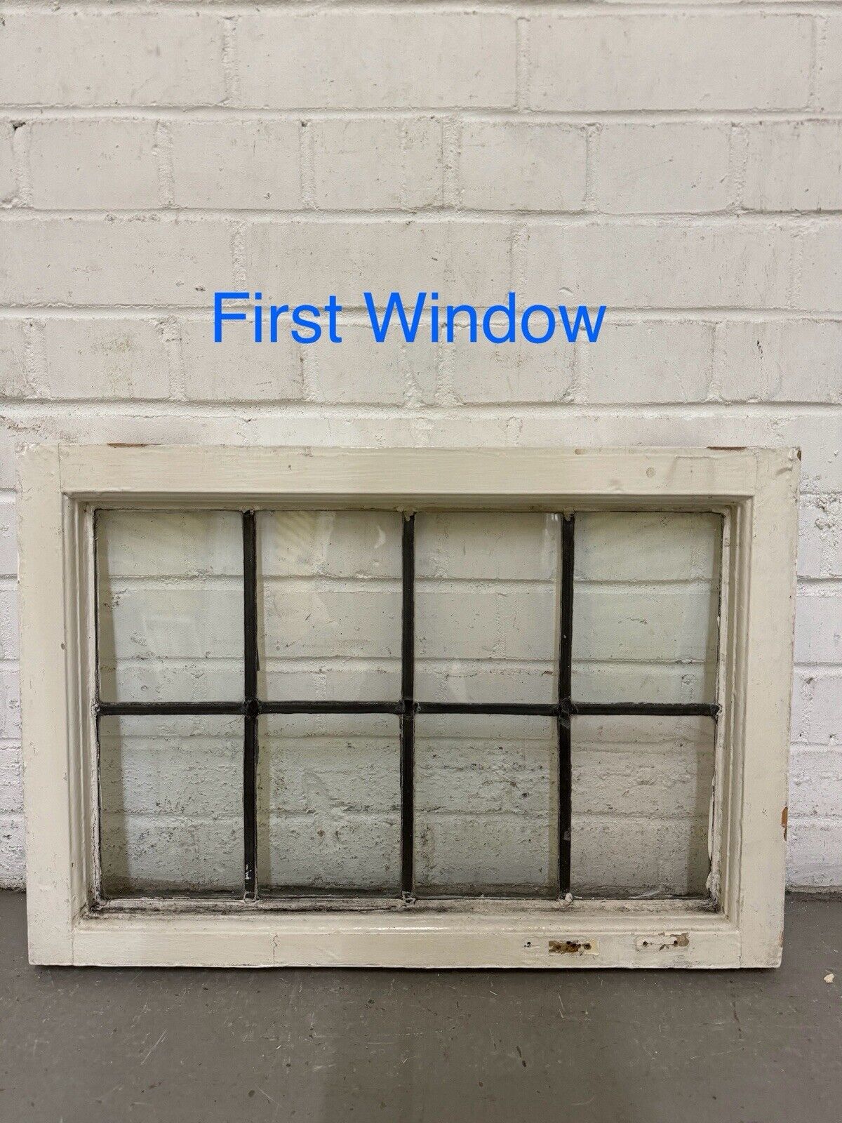 Pair Of Reclaimed Old Leaded Light Panel Wooden Windows 635 x 440mm