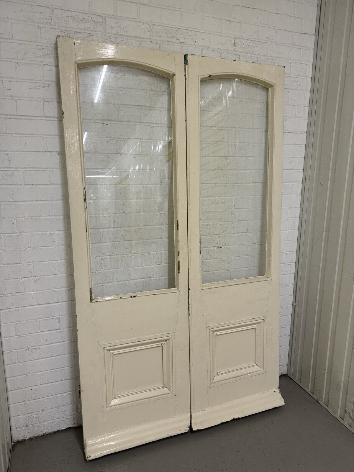 Reclaimed French Single Panel Glass Wooden Double Doors 2028 Or 2008mm x 1203mm