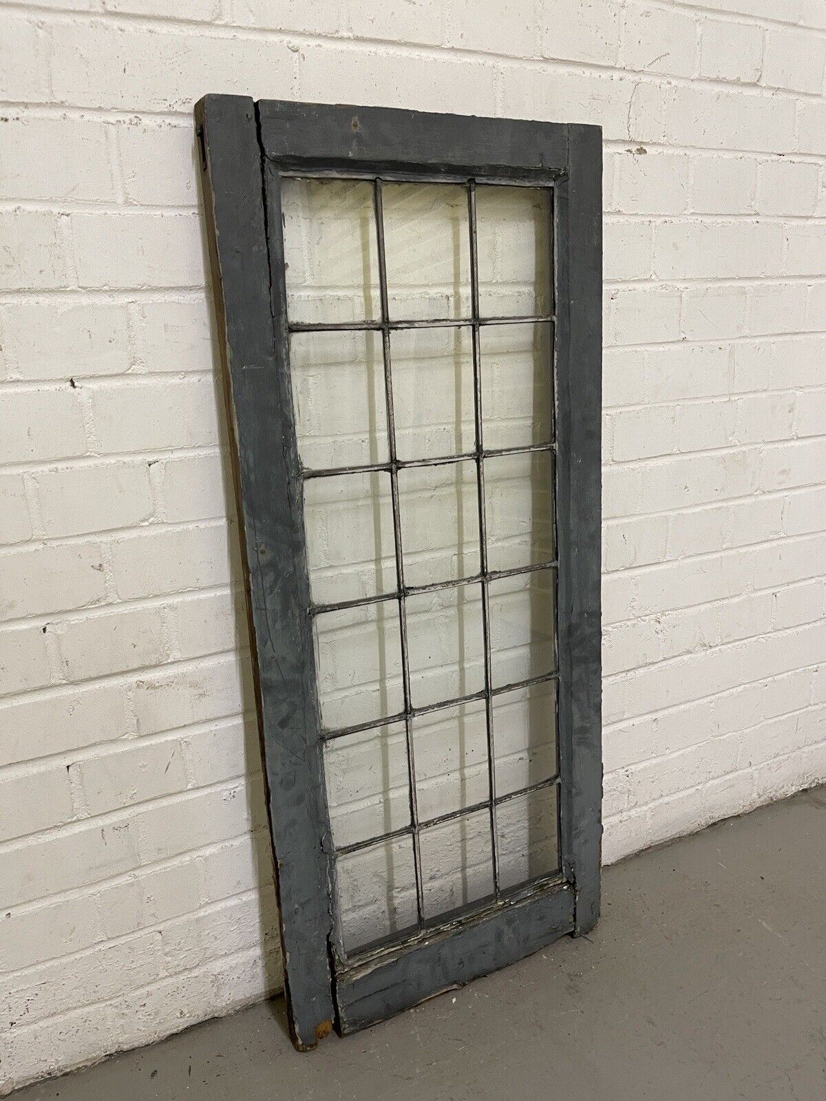 Reclaimed Old Leaded Light Panel Wooden Window 428 x 1008mm