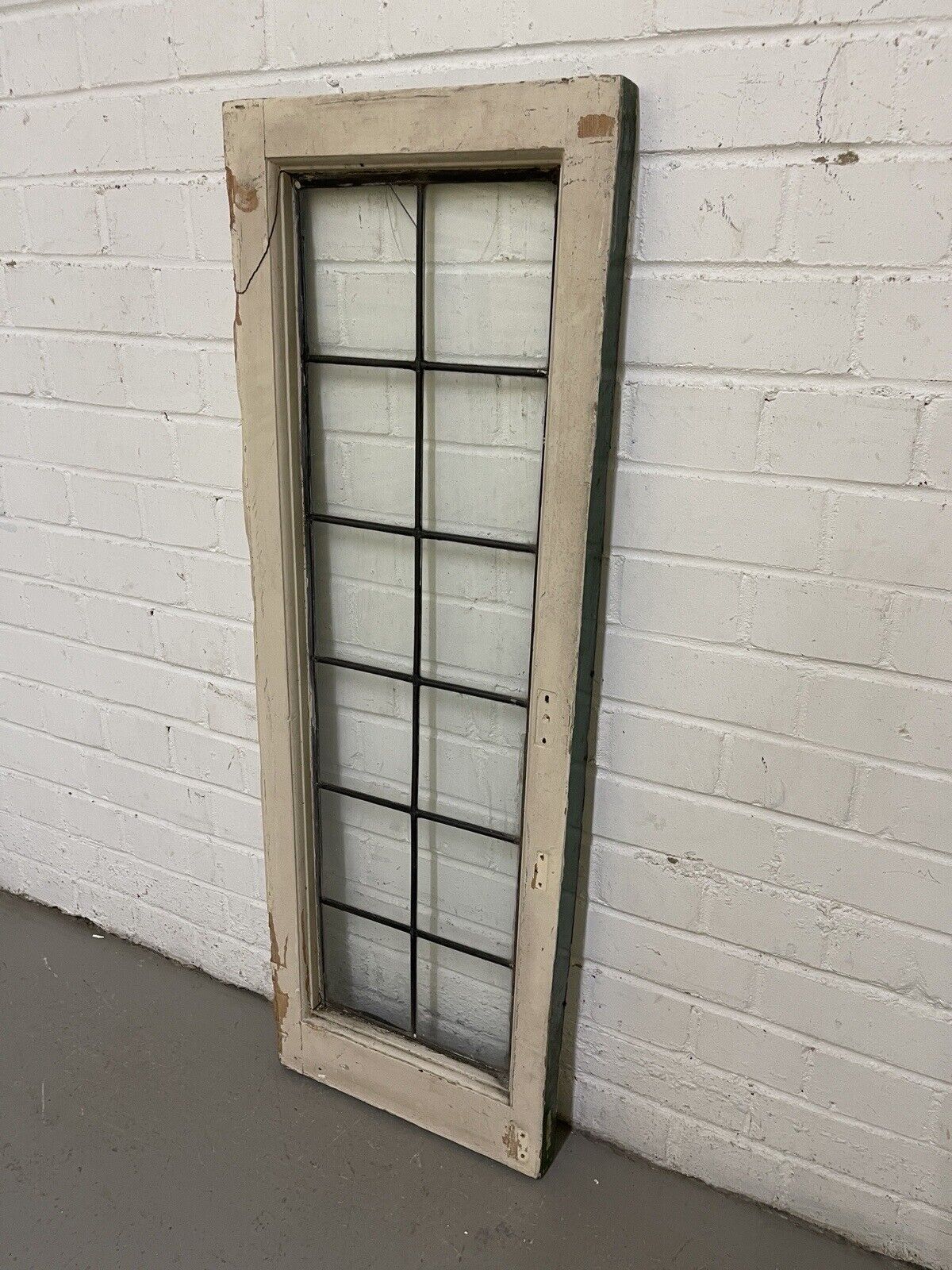 Reclaimed Old Leaded Light Panel Wooden Window 360 x 1050mm