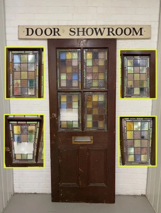 Reclaimed Victorian Stained Glass Wooden Front Door 2025 or 2030 x 810 or 815mm
