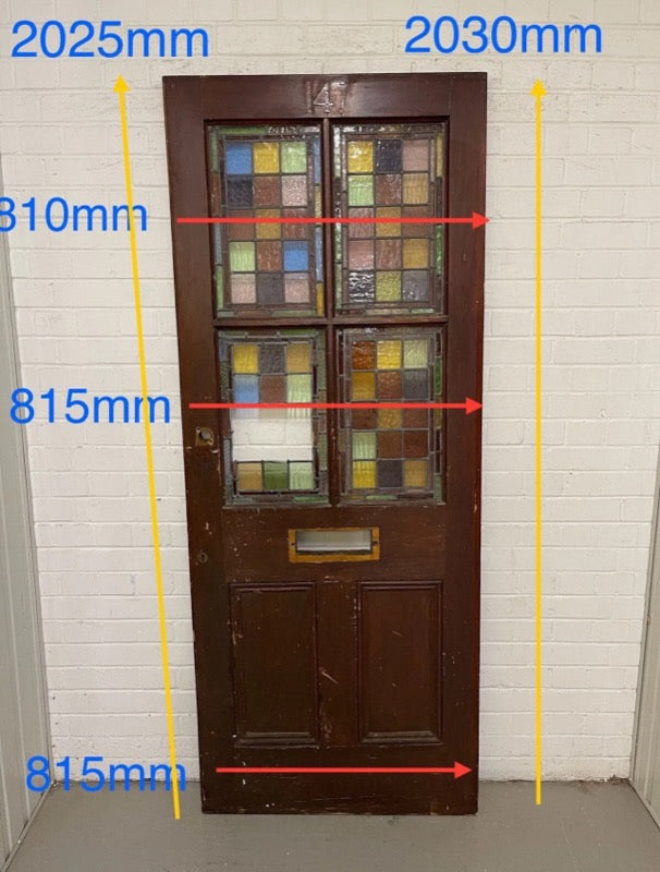 Reclaimed Victorian Stained Glass Wooden Front Door 2025 or 2030 x 810 or 815mm