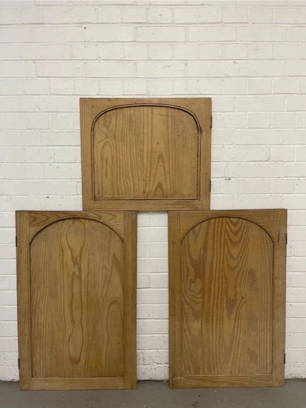 Three Reclaimed Pine Victorian Alcove Cupboard Doors 853 x 550mm 512 x 598mm