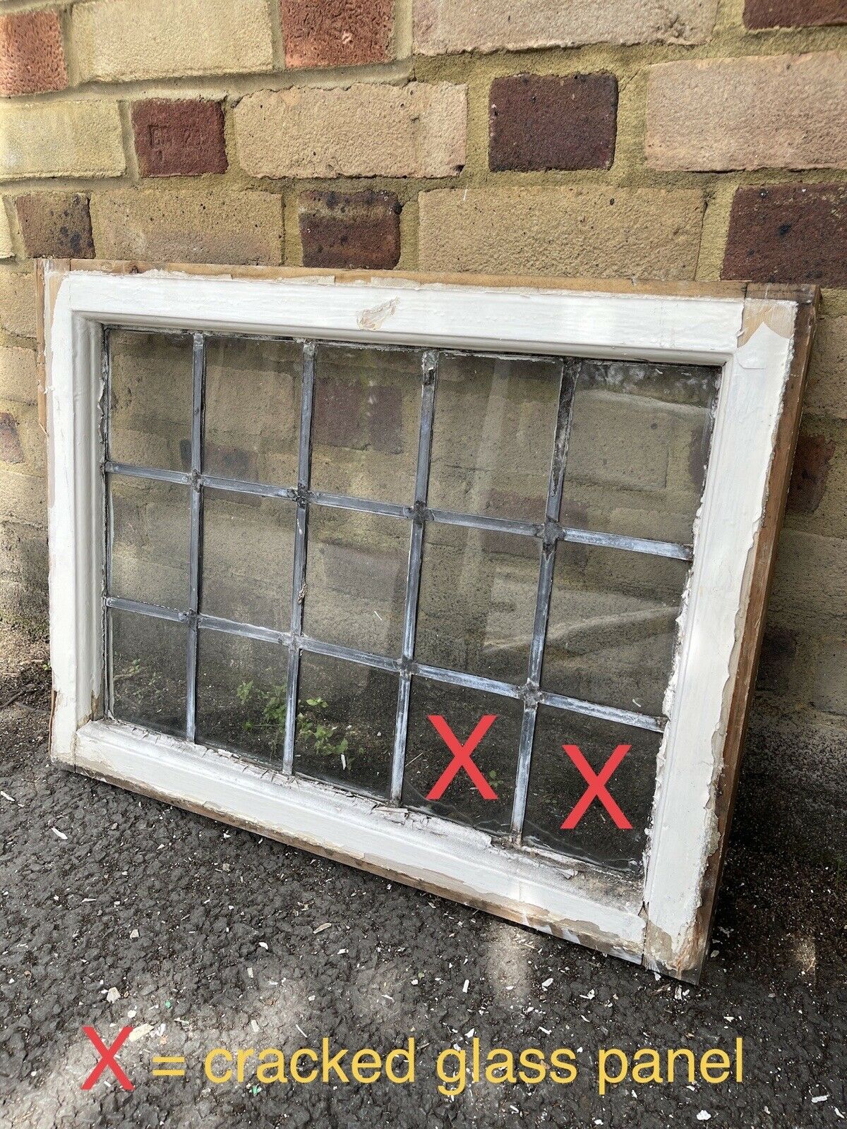 Job Lot Of 6 Reclaimed Leaded Light Panel Wooden Window