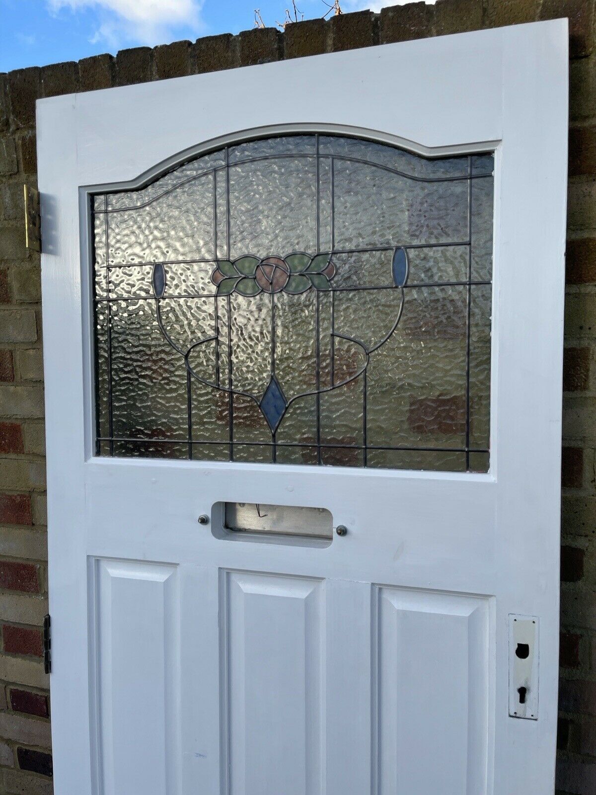 Wooden Panel External Front door With Stained Glass Panel 1963mm x 838mm