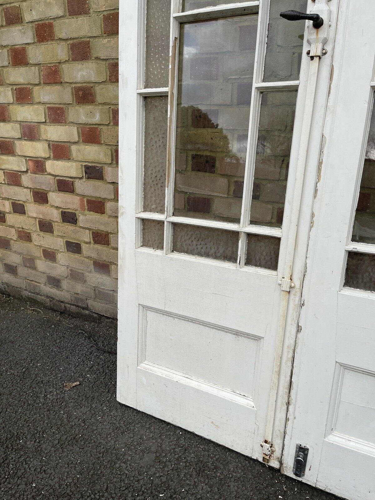 Reclaimed Old French Single Panel Glass Wooden Double Doors 2065 x 1300mm