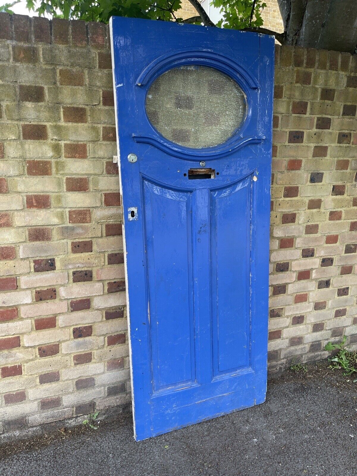 Reclaimed Old Edwardian Victorian Wooden Panel Front Door Stained 2035mm x 812mm