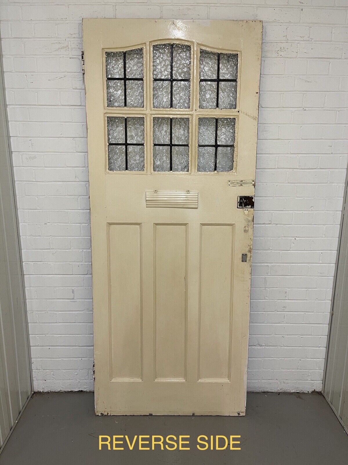 Reclaimed Old Victorian Edwardian Wooden Front Door Leaded Glass 2080mm x 860mm