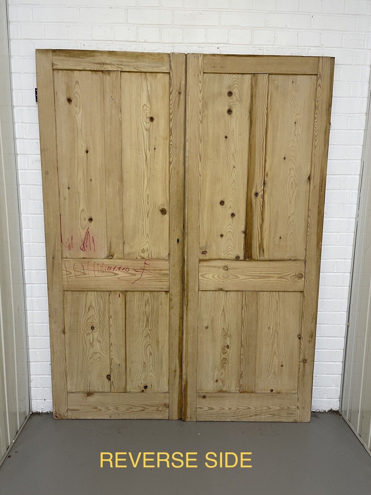 Original Vintage Reclaimed French Pine Internal 4 panel Double Doors 1952 x 1457