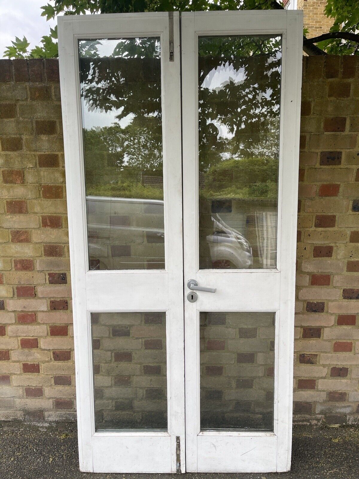 Reclaimed Old French Double Glazed Glass Wooden Double Doors 2190 x 1075mm