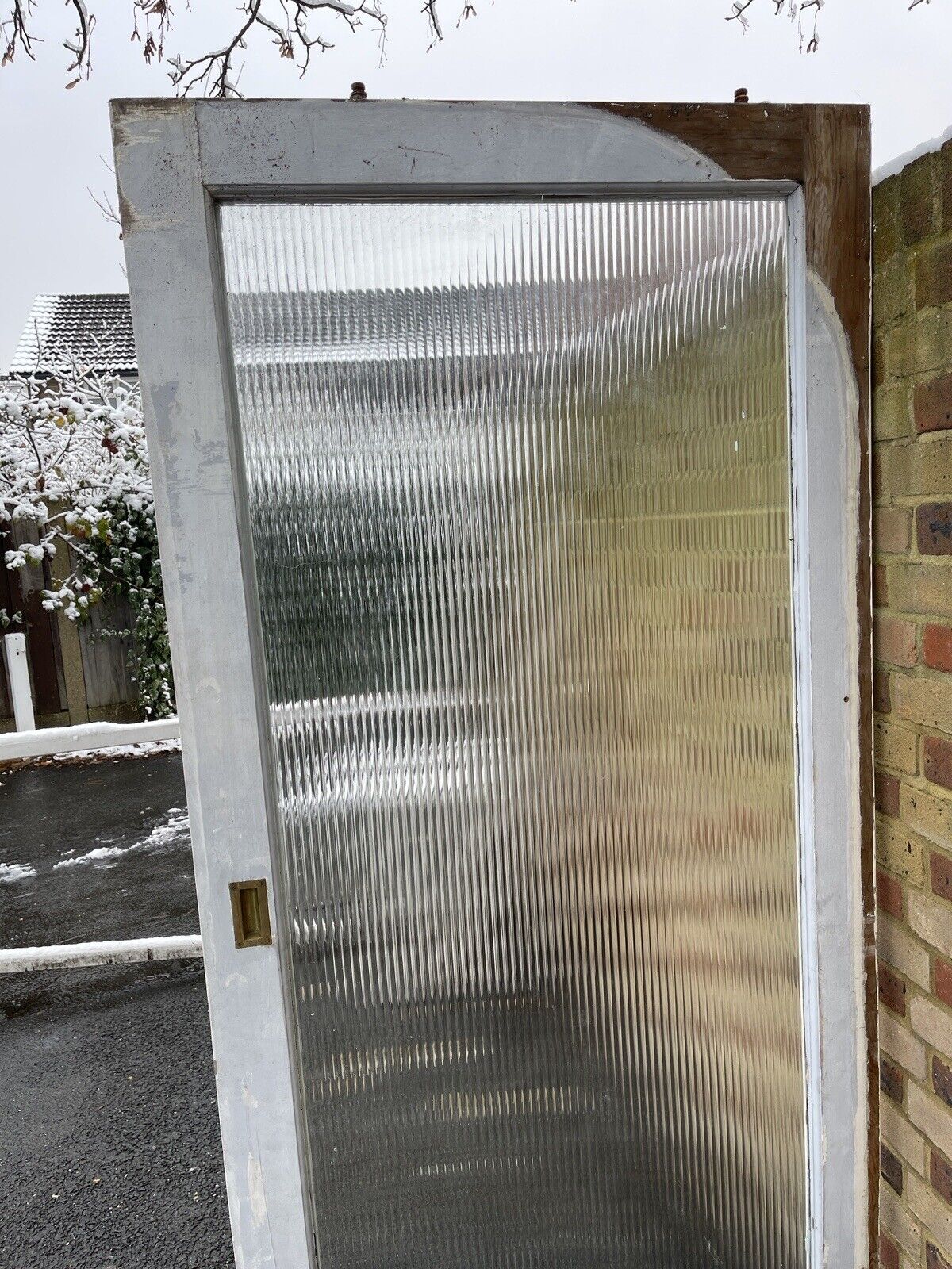 Reclaimed Large Reeded Glass Internal Or External Door 2110 x 960mm