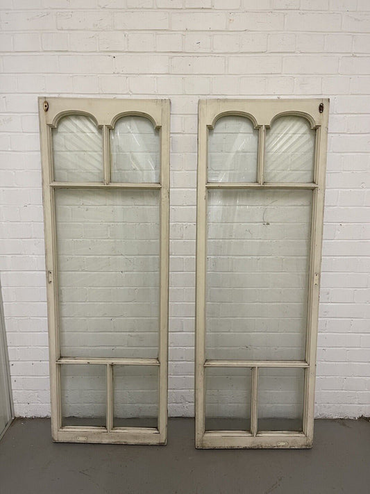 Pair Of Reclaimed Edwardian French Wooden Panel Windows 1512 x 532 1512 x 532mm