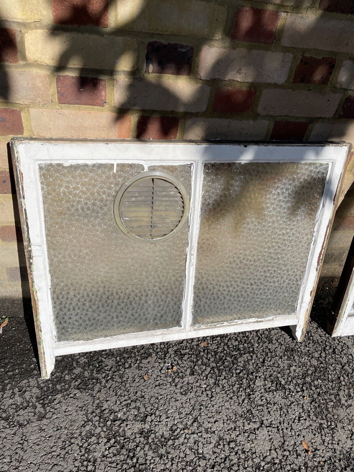 Pair Of Reclaimed Old Victorian Wooden Panel Sash Windows Muranese Glass