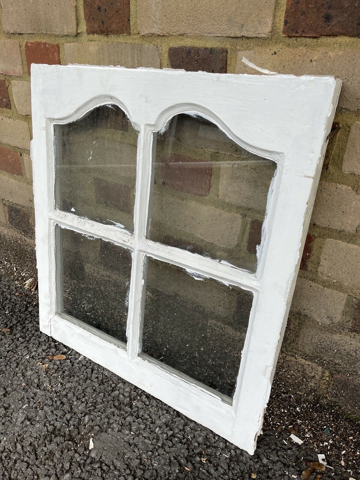 Reclaimed Old Edwardian Arch Sash Wooden Window 560 x 530mm