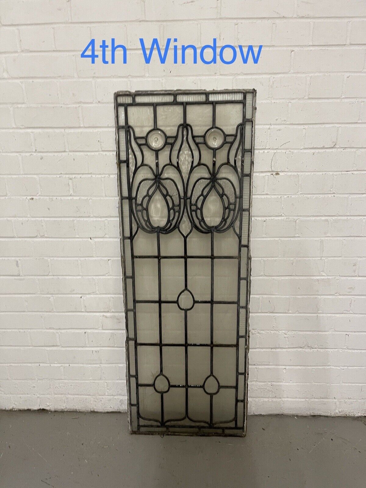 Four Reclaimed Leaded Light Stained Glass Art Nouveau Window Panel 1270 x 460mm