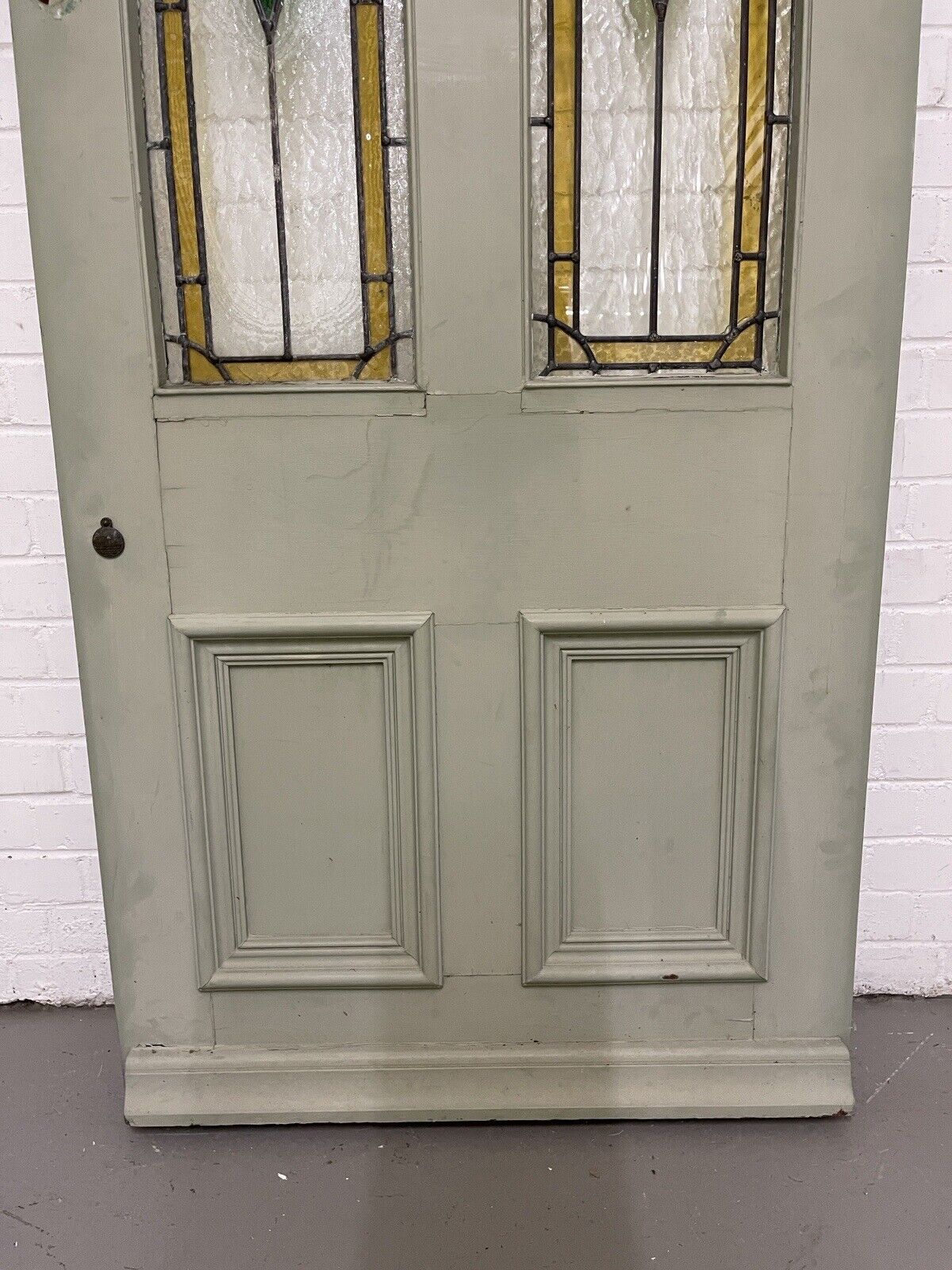 Reclaimed Victorian Edwardian Stained Glass Wooden Panel Front Door 1890 x 840mm