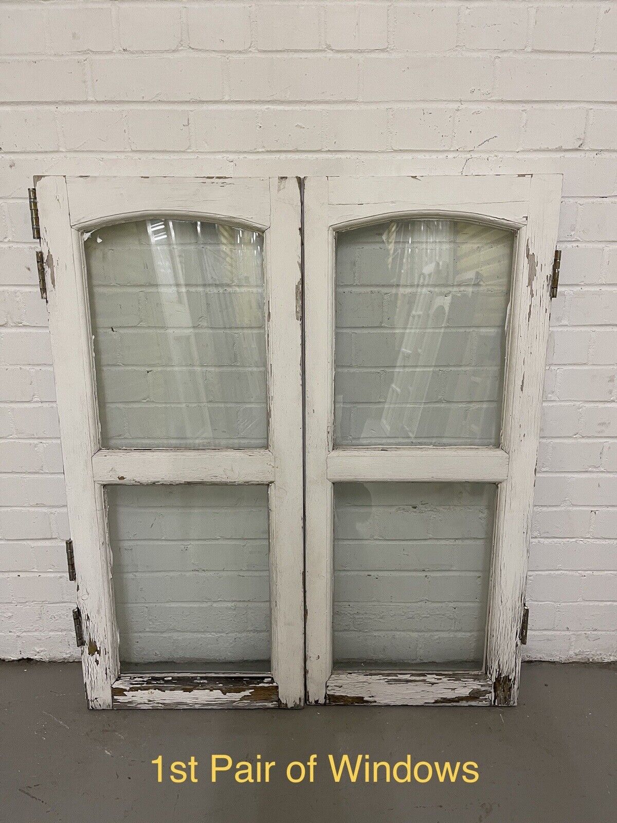 Two Pairs Of French Arch Double Glazed Wooden Windows 1040 x 895mm 1040 x 895mm