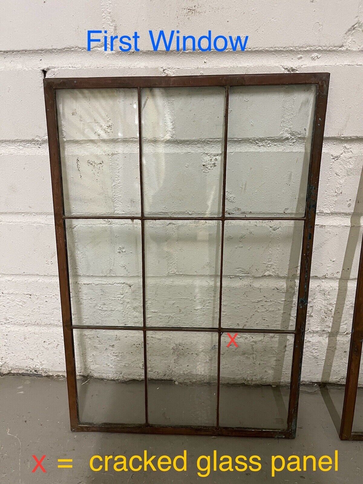 Lot Of Three Reclaimed Arts & Crafts Copper Window Glass Pane Panels 388 x 265mm