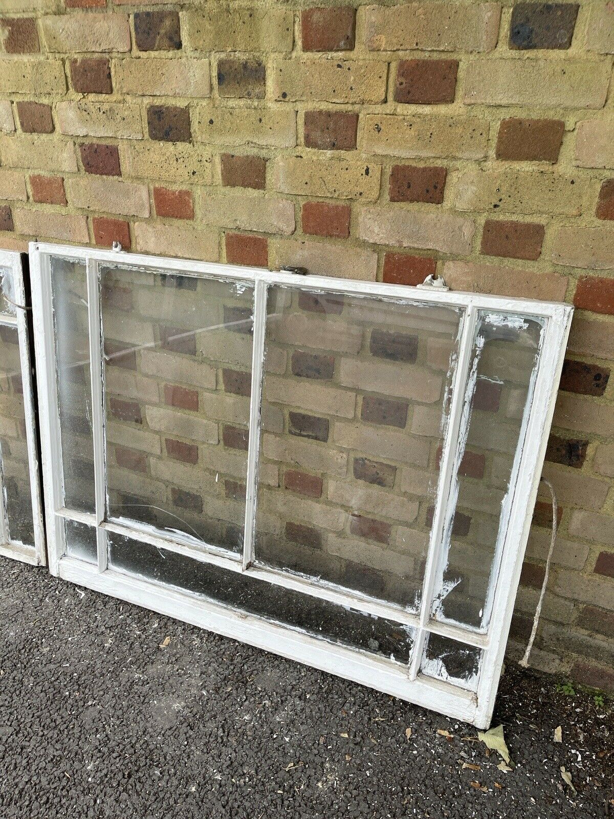 Pair Reclaimed Old Victorian Edwardian Wooden 8 Panel Sash Windows 1210mm Width