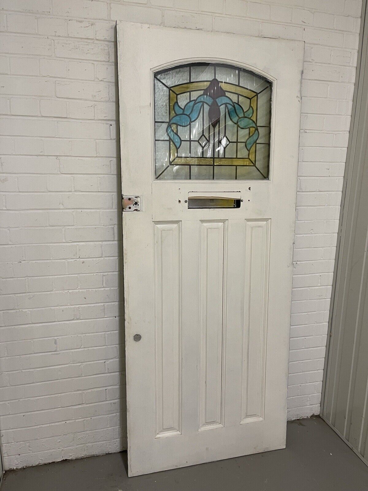 Reclaimed Style Edwardian Leaded Glass Wooden Panel Front Door 2073 x 860mm