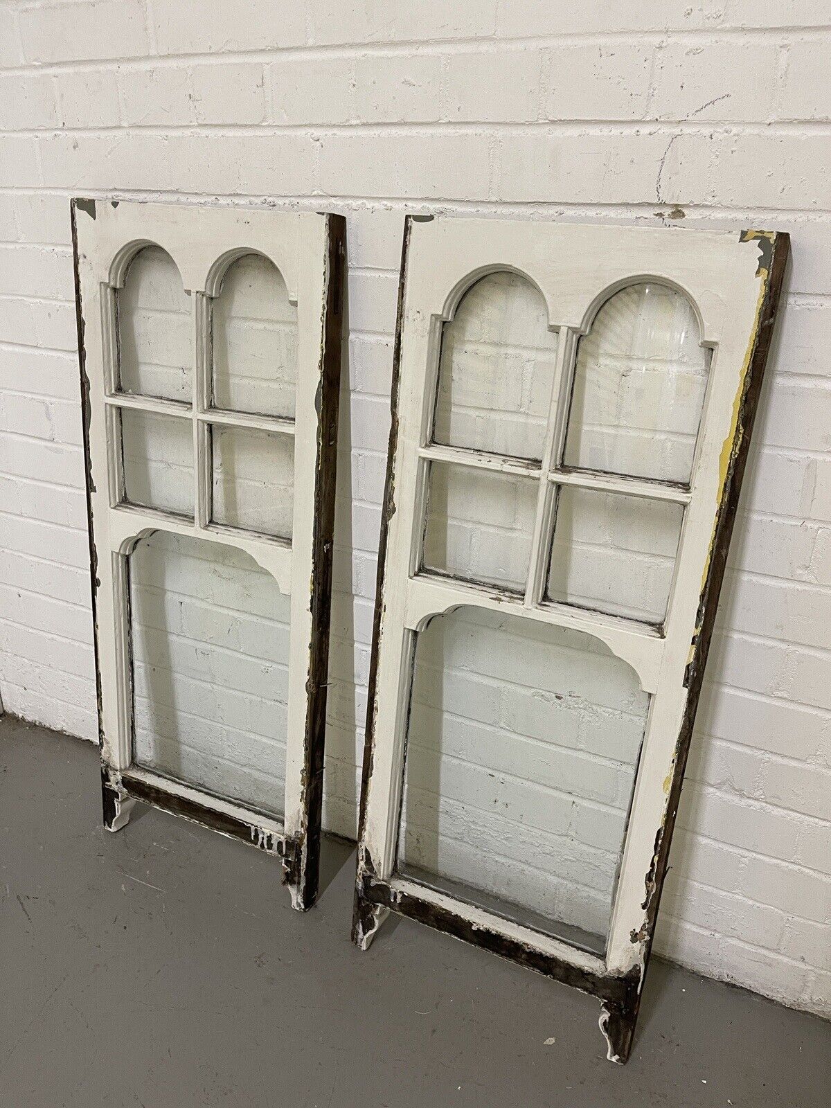 Reclaimed Old Edwardian Arch Sash Wooden Windows 1050 x 995mm and 995 x 405mm