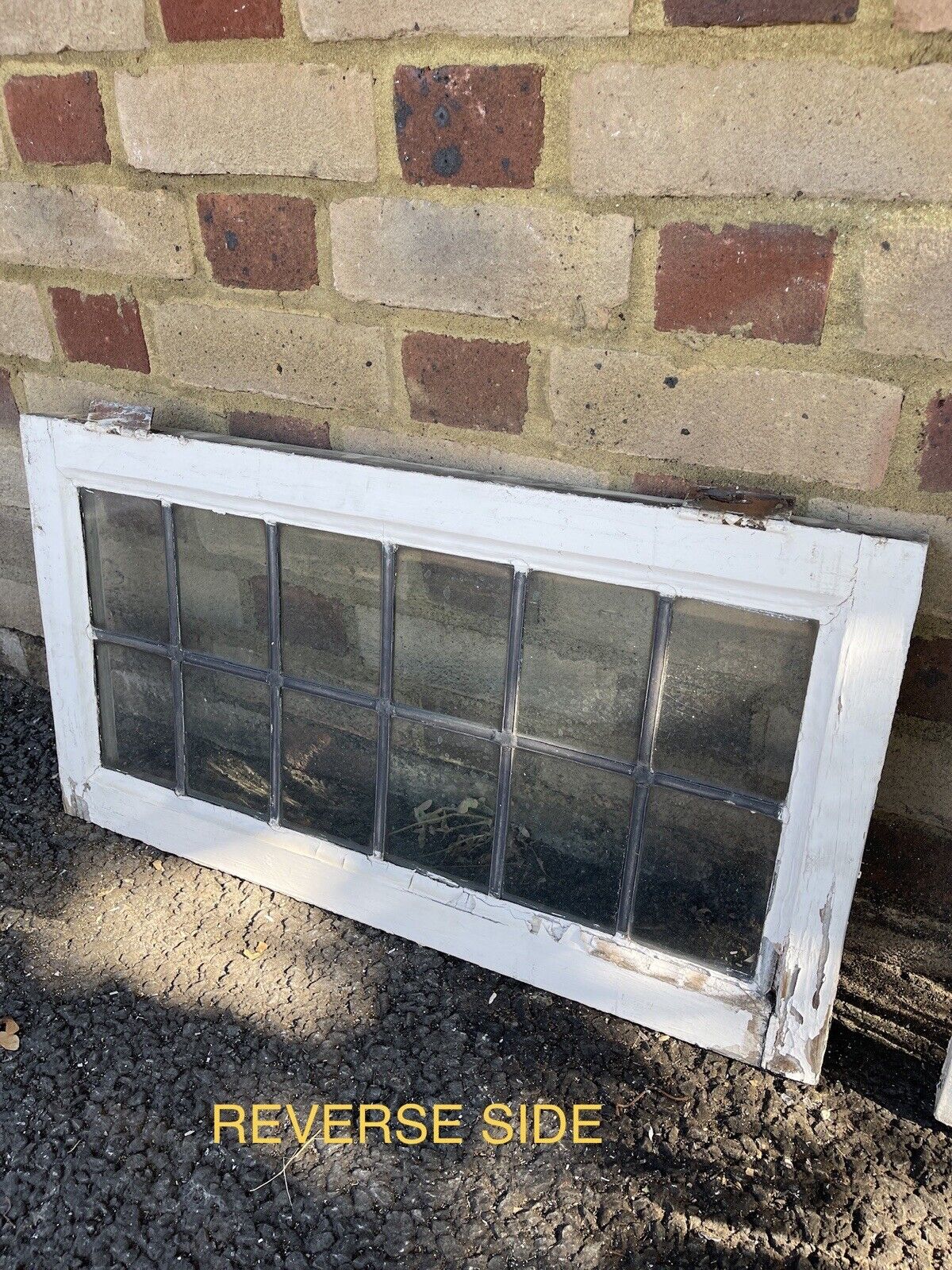 Pair Of Reclaimed Leaded Light Panel Wooden Windows