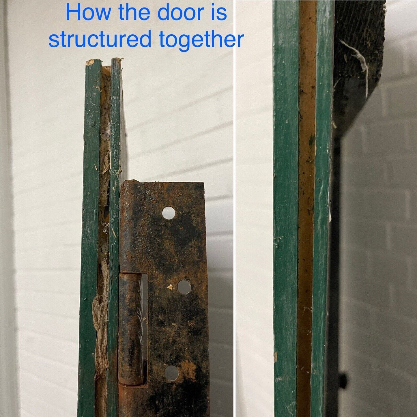 Reclaimed Wooden Plank Ledge Brace Door With Hinges Rim Lock No Key 1870 x 750mm