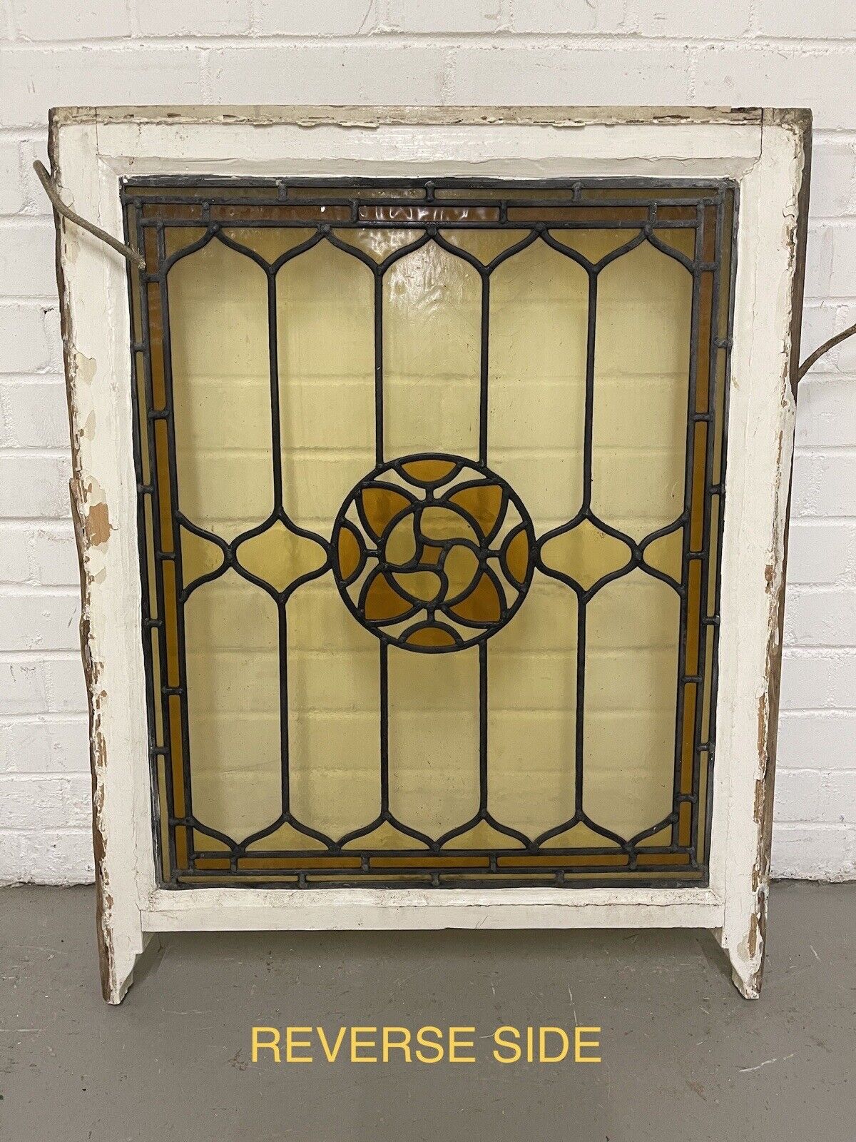 Reclaimed Leaded Light Stained Glass Art Nouveau Wooden Window Panel