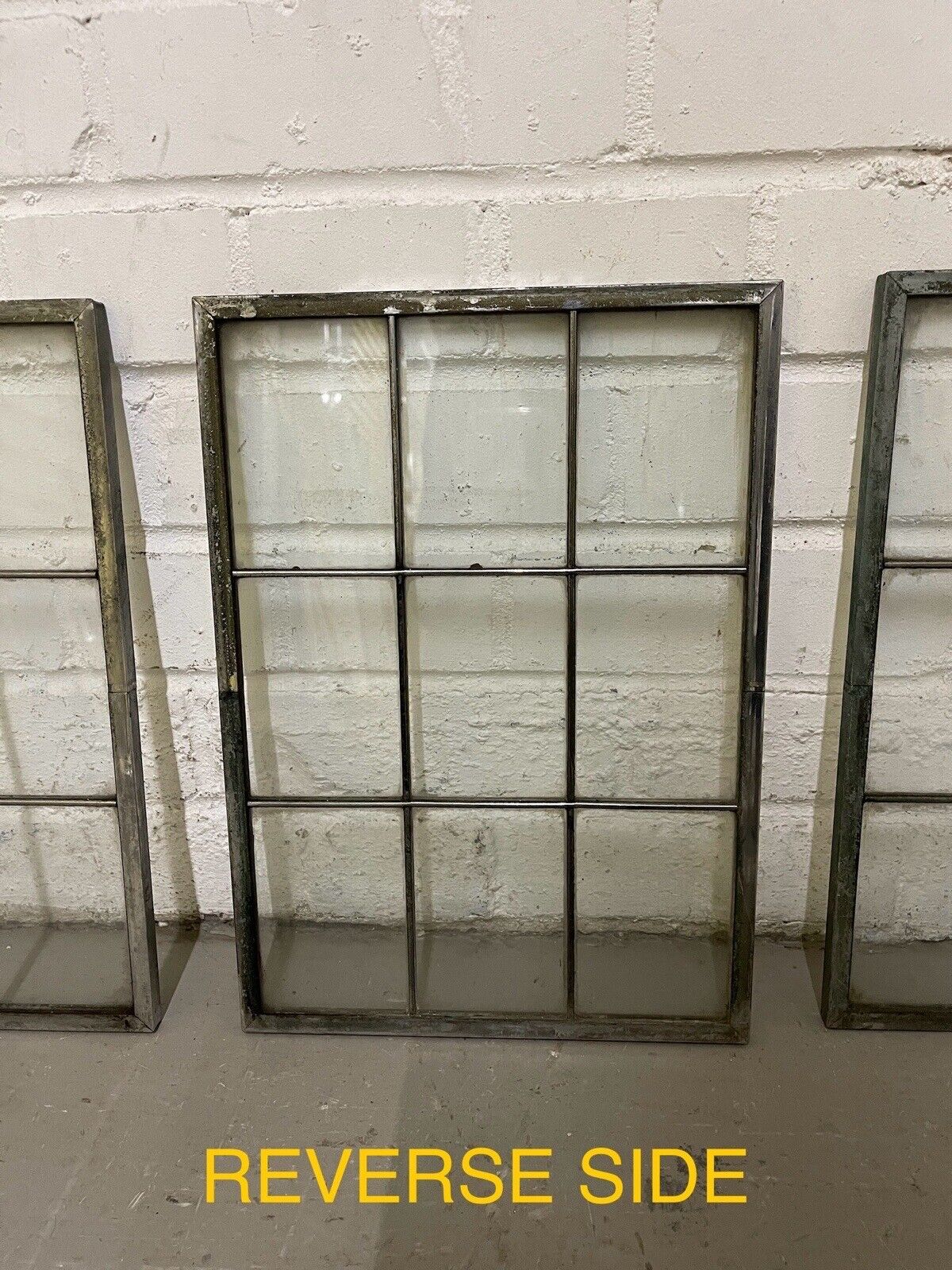 Lot Of Three Reclaimed Arts & Crafts Copper Window Glass Panels 360mm x 260mm