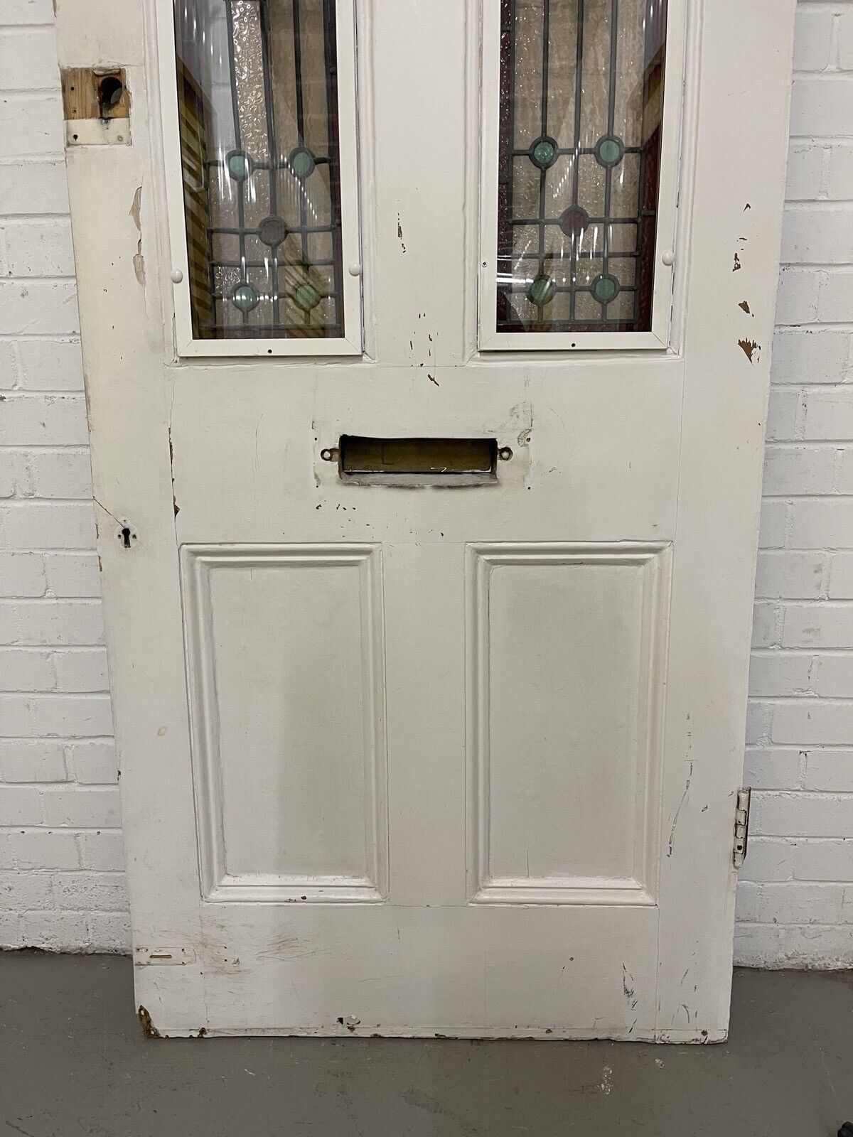 Reclaimed Victorian Stained Glass Wooden Front Door 2110 x 860mm