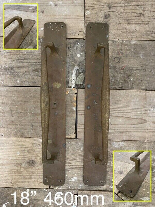 Pair Of Large Reclaimed Antique Brass Door Handles 18 inches or 460mm